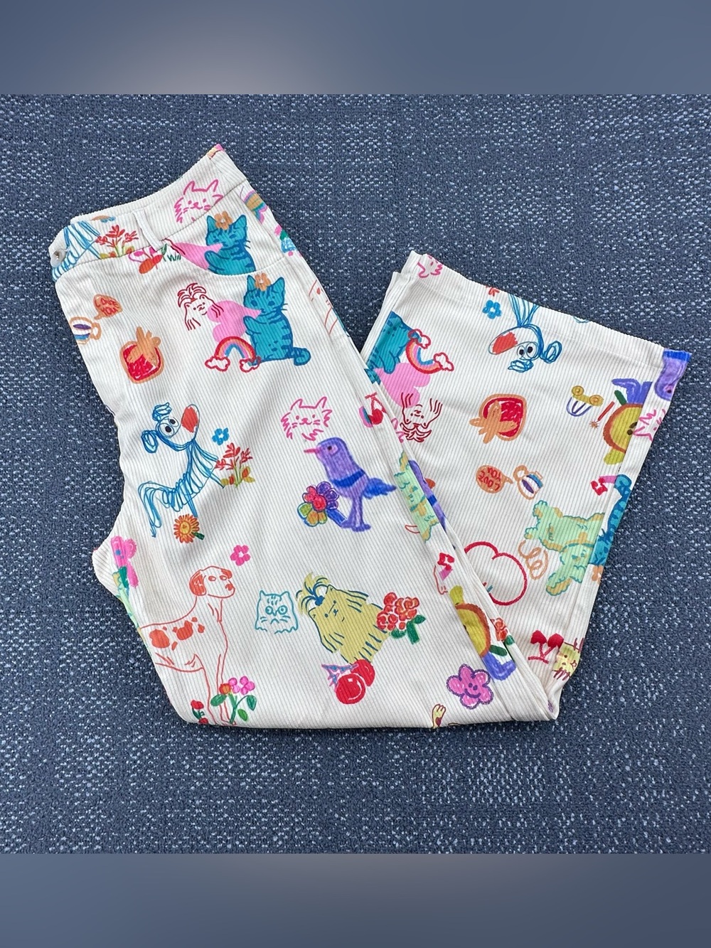 NWT Cider Corduroy Mid Rise Animal & Fruit Graphic Wide Leg Trousers - Women’s - Picture 5 of 11